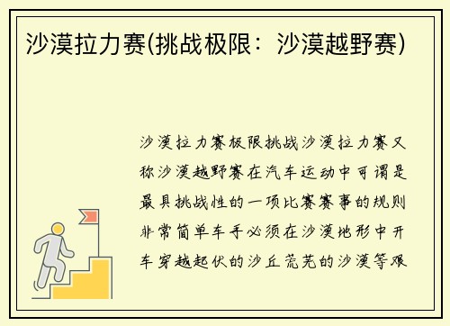 沙漠拉力赛(挑战极限：沙漠越野赛)